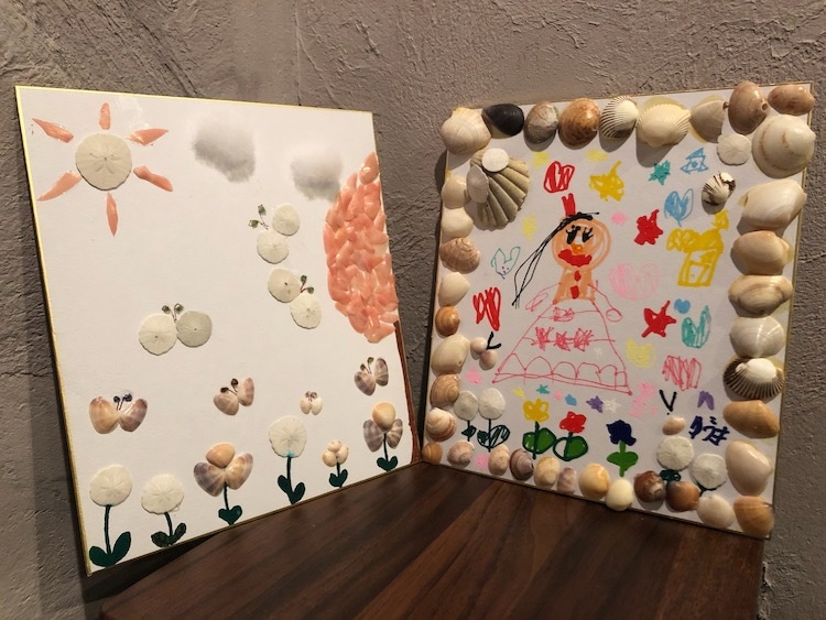 子供たちと作った貝殻アート