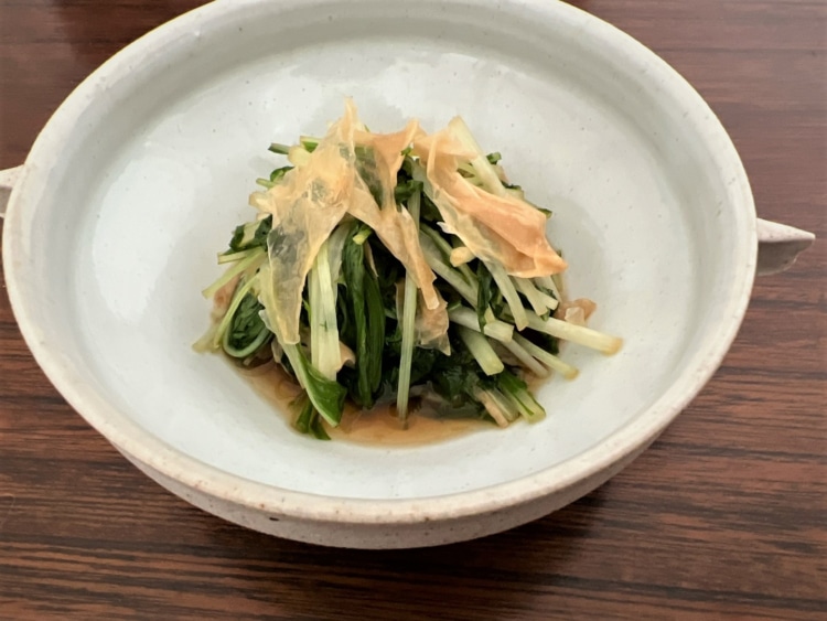 ゆばとみず菜の煮びたし