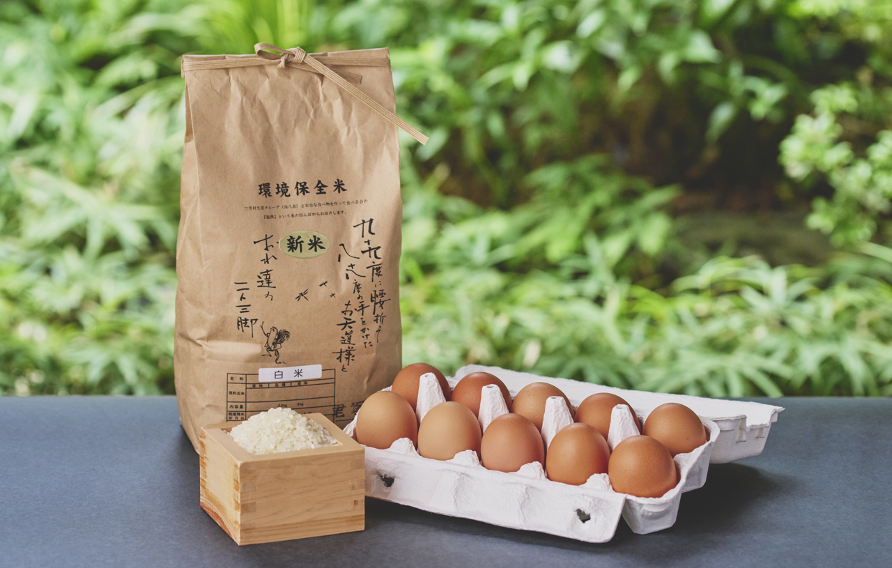 究極卵かけご飯セット(有精卵10個と環境保全型米ひとめぼれ白米2kg)