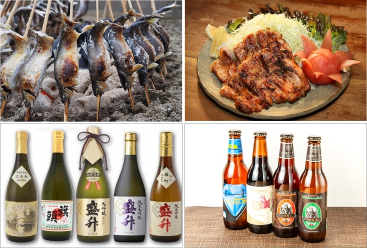 鮎、とん漬け、日本酒、ビールの画像